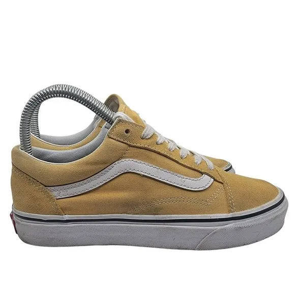 Vans Off The Wall Old Skool Womens 6.5 Mustard Yellow White Skate Shoes 500714