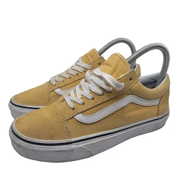 Vans Off The Wall Old Skool Womens 6.5 Mustard Yellow White Skate Shoes 500714