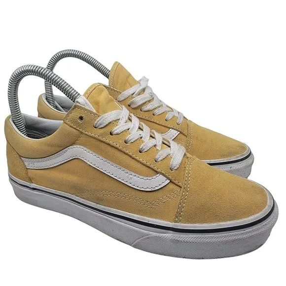 Vans Off The Wall Old Skool Womens 6.5 Mustard Yellow White Skate Shoes 500714