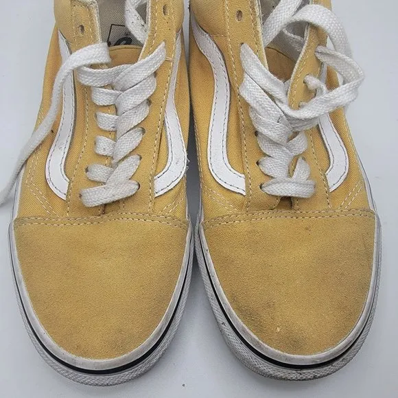 Vans Off The Wall Old Skool Womens 6.5 Mustard Yellow White Skate Shoes 500714