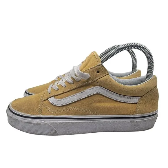 Vans Off The Wall Old Skool Womens 6.5 Mustard Yellow White Skate Shoes 500714