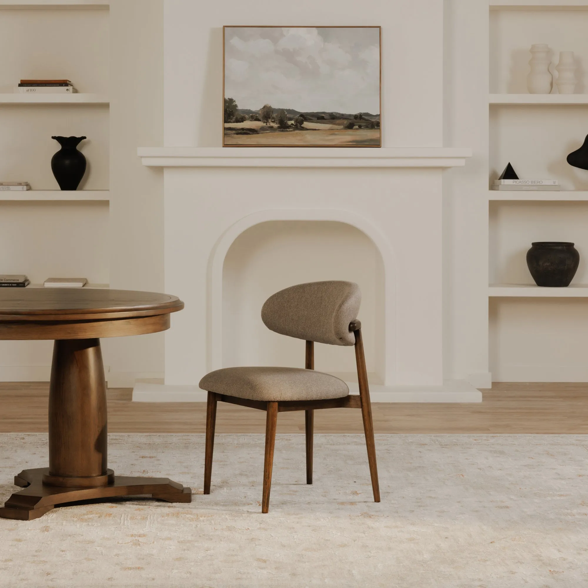 Vintage-Chic Wingback Dining Chair in Dark Espresso