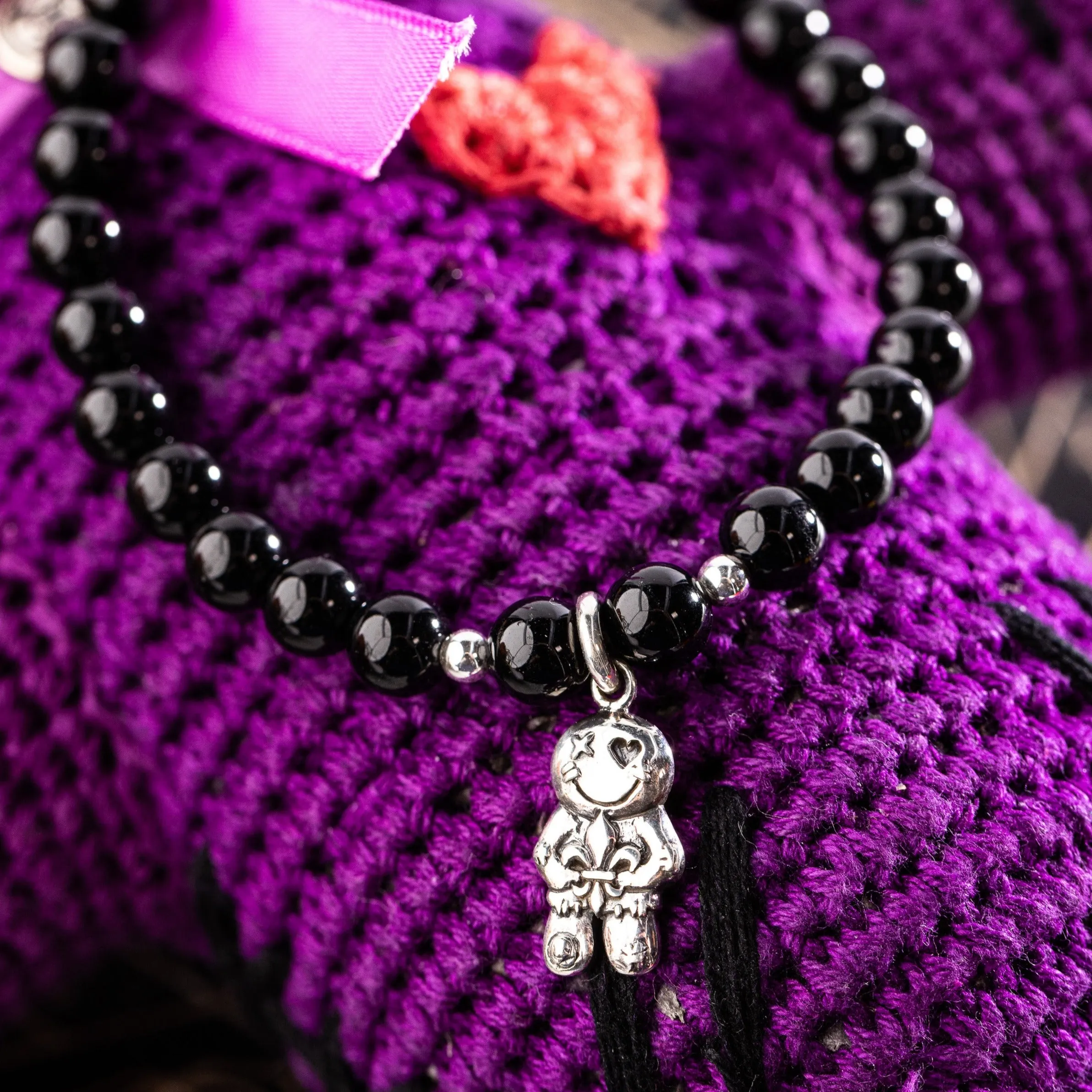 Voo Doo Doll Onyx Protection Signature Stretch Bracelet