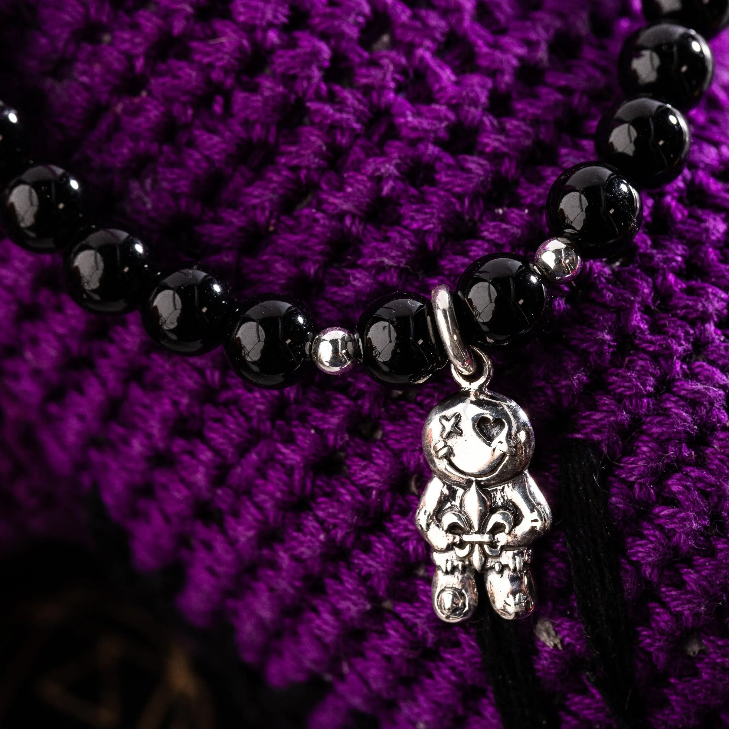 Voo Doo Doll Onyx Protection Signature Stretch Bracelet