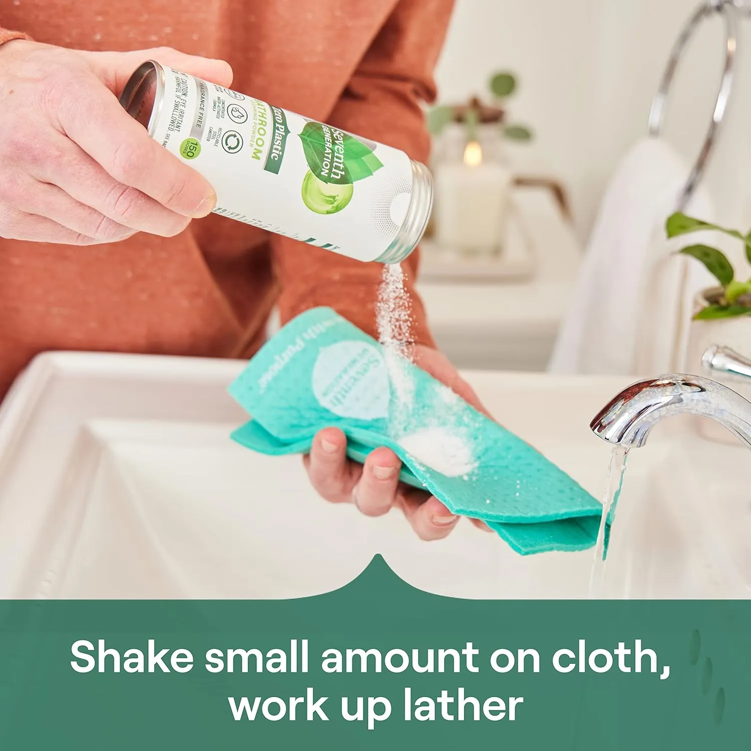 Zero Plastic Bathroom Powder Cleaner Fragrance Free Water-activated formula 5.4 oz